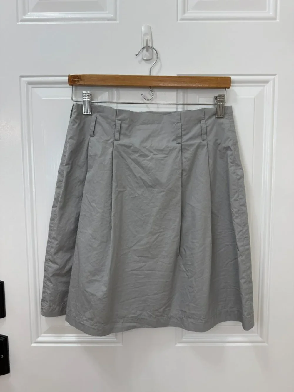 Theory Gray 100% Cotton Utility A-Line Skirt Pockets Size 2